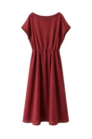 VESTIDO MIDI SUELTO CON CINTURA FRUNCIDA FBZMR22498