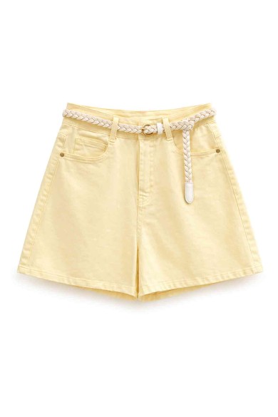 SHORT VAQUERO TIRO ALTO CON CINTURÓN TRENZADO FBZMF32695