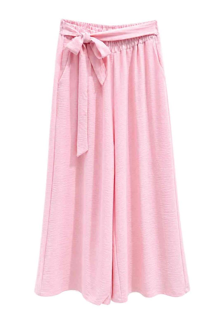 PANTALÓN PALAZZO FLUIDO CON CINTURA ELÁSTICA Y LAZO TY-H2501
