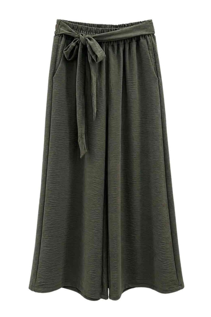 PANTALÓN PALAZZO FLUIDO CON CINTURA ELÁSTICA Y LAZO TY-H2501