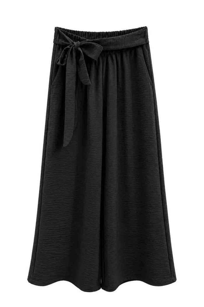 PANTALÓN PALAZZO FLUIDO CON CINTURA ELÁSTICA Y LAZO TY-H2501