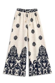 PANTALÓN PALAZZO ESTAMPADO CON CINTURA ELÁSTICA Y CORDÓN TY-H2510 AZUL MARINO