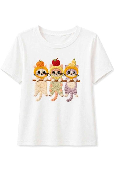 CAMISETA BÁSICA CON ESTAMPADO DE GATITOS TY-K1962