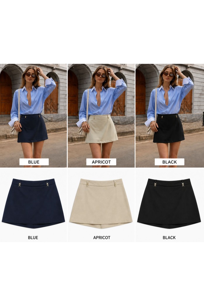 FALDA PANTALÓN CORTA DE TIRO ALTO FBZMF161654 AZUL MARINO