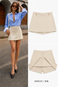 FALDA PANTALÓN CORTA DE TIRO ALTO FBZMF161654 BEIGE