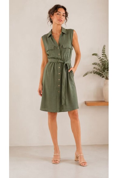 VESTIDO CAMISERO SIN MANGAS CON CINTURÓN FBZMR21948