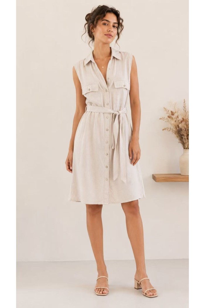 VESTIDO CAMISERO SIN MANGAS CON CINTURÓN FBZMR21950