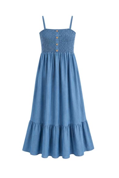 VESTIDO MIDI DENIM FRUNCIDO DBT-X5879