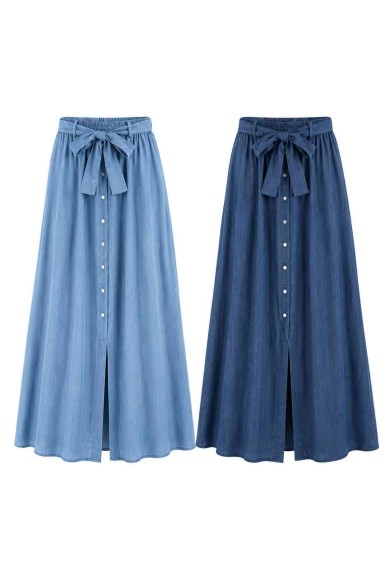 FALDA MIDI DENIM BOTONES DBT-X5877