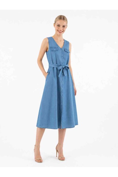 VESTIDO MIDI DENIM SIN MANGAS DBT-X5875