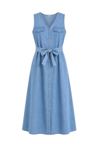 VESTIDO MIDI DENIM SIN MANGAS DBT-X5875
