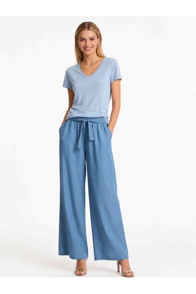 PANTALÓN PALAZZO FLUIDO CON CINTURA ELÁSTICA DBT-X5882