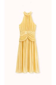 VESTIDO LARGO HALTER PLISADO SATINADO FBZMA1715