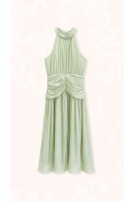 VESTIDO LARGO HALTER PLISADO SATINADO FBZMA1716