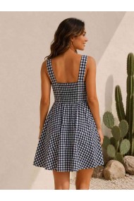 VESTIDO CORTO DE CUADROS VICHY AZUL MARINO FBZMR22536