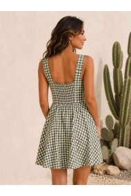 VESTIDO CORTO DE CUADROS VICHY VERDE FBZMR22535
