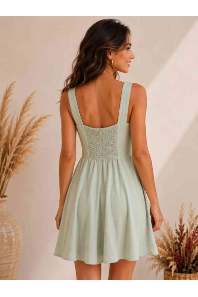 VESTIDO CORTO FLUIDO CON ESCOTE DRAPEADO FBZMR22538