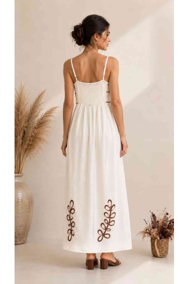 VESTIDO MIDI DE TIRANTES CON DETALLE CONTRASTE FBZMR22531