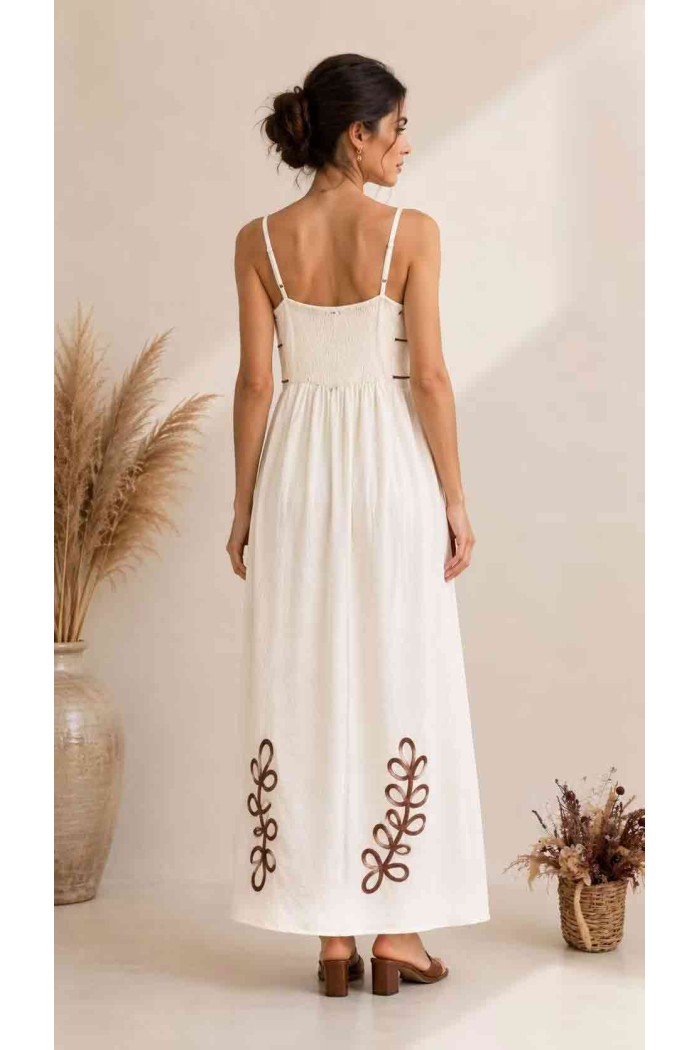 VESTIDO MIDI DE TIRANTES CON DETALLE CONTRASTE FBZMR22531