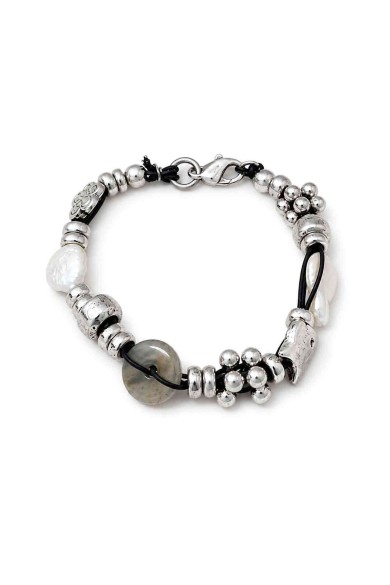 PULSERA BOHO PIEDRA NATURAL Y PERLAS TM-SL1105
