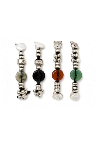 PULSERA BOHO PIEDRA NATURAL Y PERLAS TM-SL1105