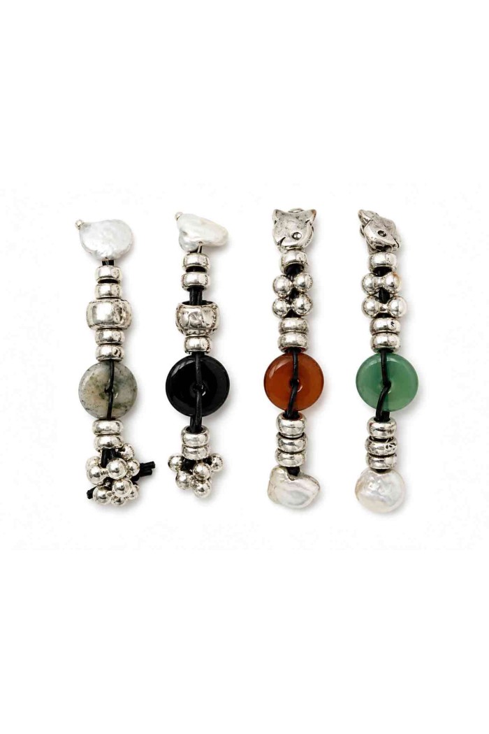 PULSERA BOHO PIEDRA NATURAL Y PERLAS TM-SL1105