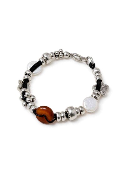 PULSERA BOHO PIEDRA NATURAL Y PERLAS TM-SL1105