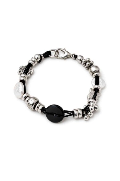 PULSERA BOHO PIEDRA NATURAL Y PERLAS TM-SL1105