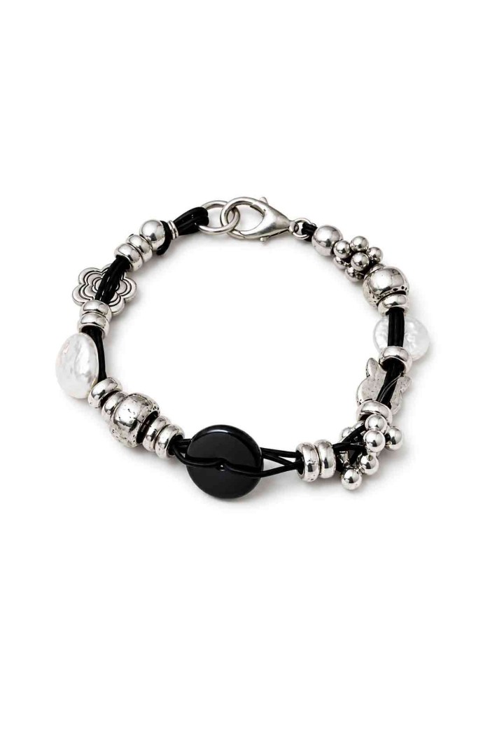 PULSERA BOHO PIEDRA NATURAL Y PERLAS TM-SL1105