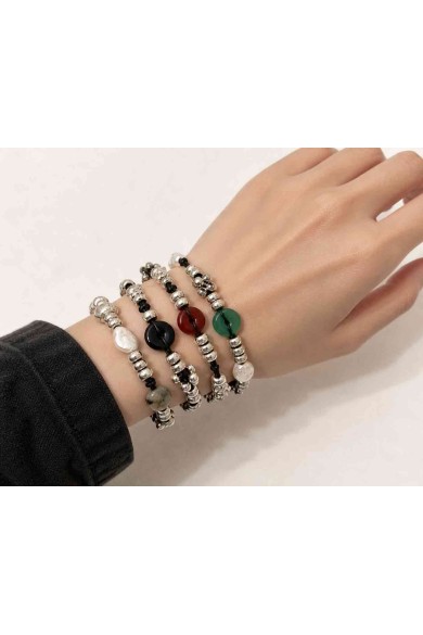 PULSERA BOHO PIEDRA NATURAL Y PERLAS TM-SL1105