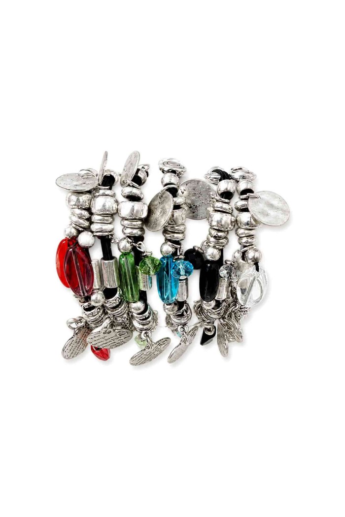 PULSERA BOHO PIEDRA NATURAL Y PERLAS TM-SL1106