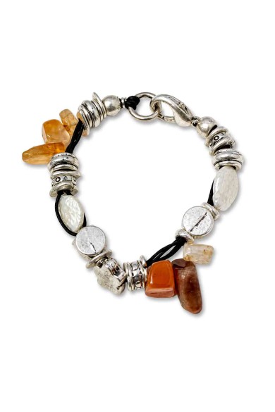 PULSERA BOHO PIEDRA NATURAL Y PERLAS TM-SL1107