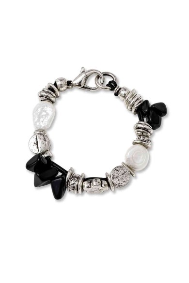 PULSERA BOHO PIEDRA NATURAL Y PERLAS TM-SL1107