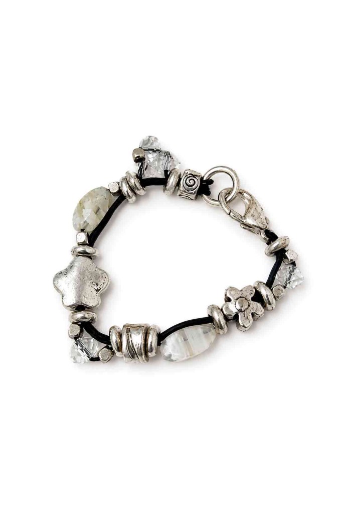 PULSERA BOHO PIEDRA NATURAL Y PERLAS TM-SL1108
