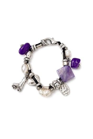 PULSERA BOHO PIEDRA NATURAL Y PERLAS TM-SL1109