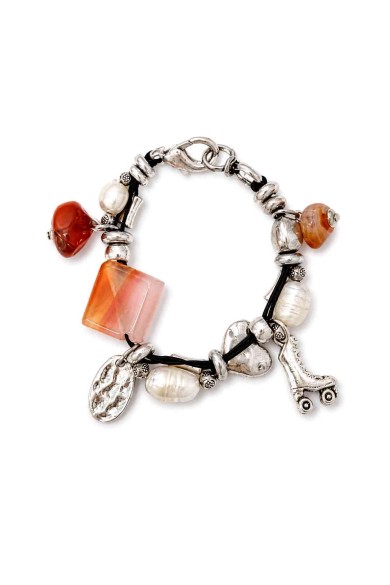 PULSERA BOHO PIEDRA NATURAL Y PERLAS TM-SL1109