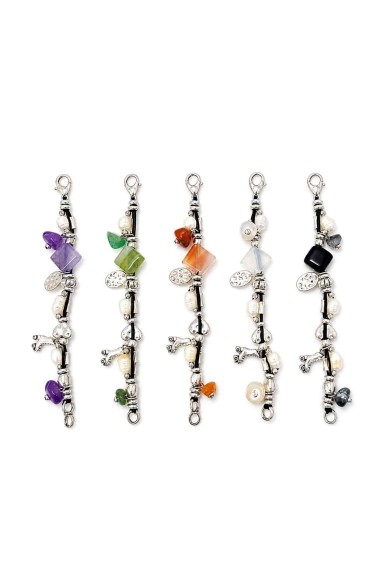 PULSERA BOHO PIEDRA NATURAL Y PERLAS TM-SL1109