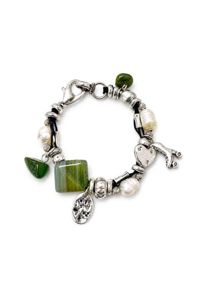 PULSERA BOHO PIEDRA NATURAL Y PERLAS TM-SL1109