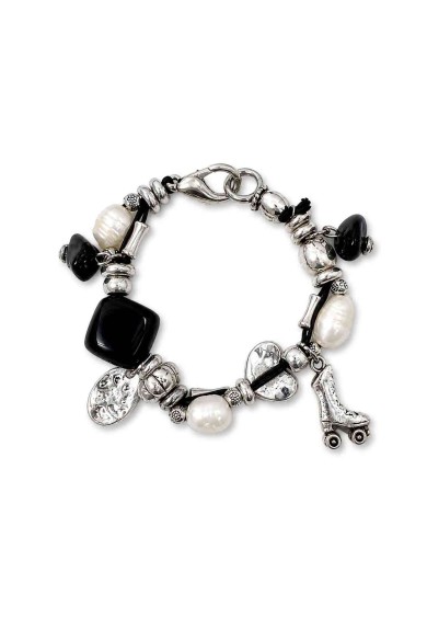 PULSERA BOHO PIEDRA NATURAL Y PERLAS TM-SL1109