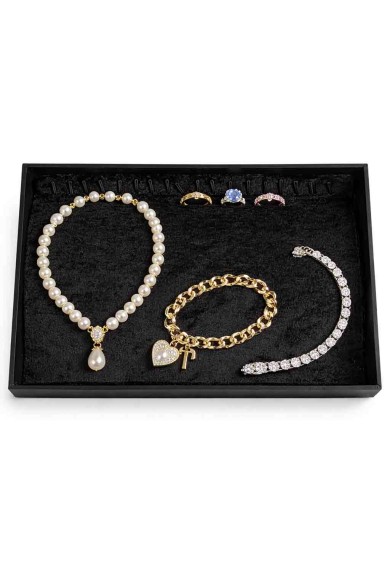 BANDEJA ORGANIZADORA PARA JOYAS EN TERCIOPELO NEGRO TM-SSJ1147