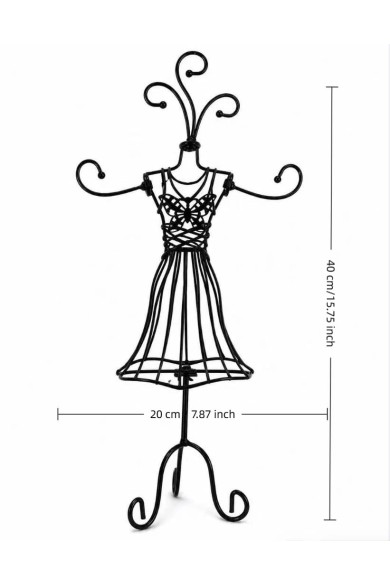 EXPOSITOR NEGRO TIPO MANIQUÍ PARA JOYAS Y BISUTERÍA TM-SSJ1122