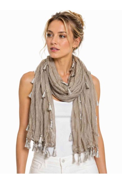 FOULARD ARRUGADO CON BORLAS VARIOS COLORES TM-WJ1623