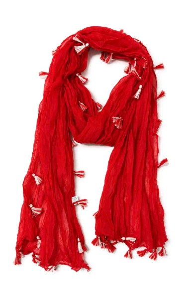 FOULARD ARRUGADO CON BORLAS VARIOS COLORES TM-WJ1623