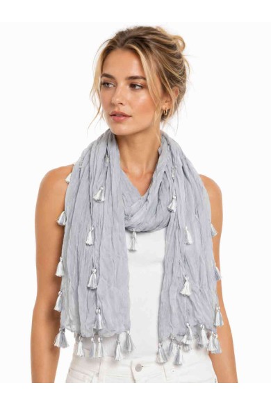 FOULARD ARRUGADO CON BORLAS VARIOS COLORES TM-WJ1623