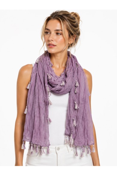 FOULARD ARRUGADO CON BORLAS VARIOS COLORES TM-WJ1623
