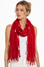 FOULARD ARRUGADO CON BORLAS VARIOS COLORES TM-WJ1623