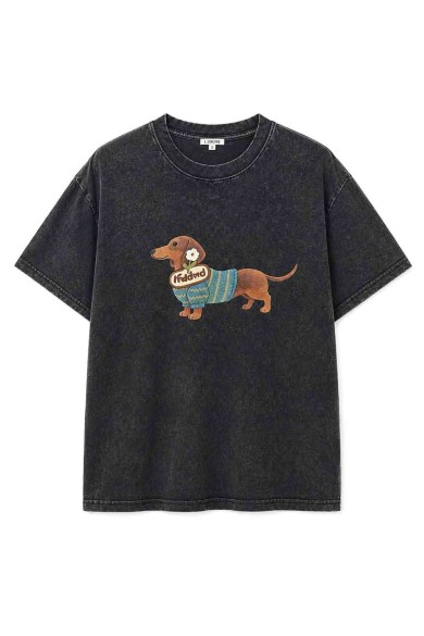 CAMISETA LAVADA CON PERRO SALCHICHA TY-L39098