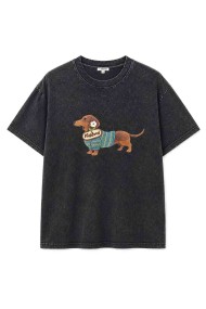CAMISETA LAVADA CON PERRO SALCHICHA TY-L39098