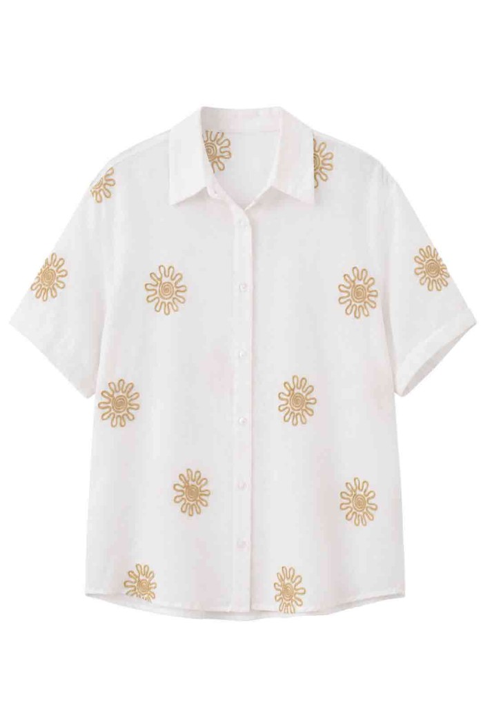 CAMISA BORDADA MANGA CORTA ESTILO BOHO TY-M9201