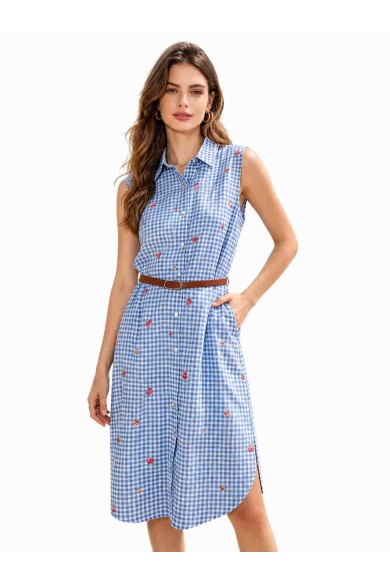 VESTIDO CAMISERO CUADROS VICHY CON CINTURÓN DD-L4949